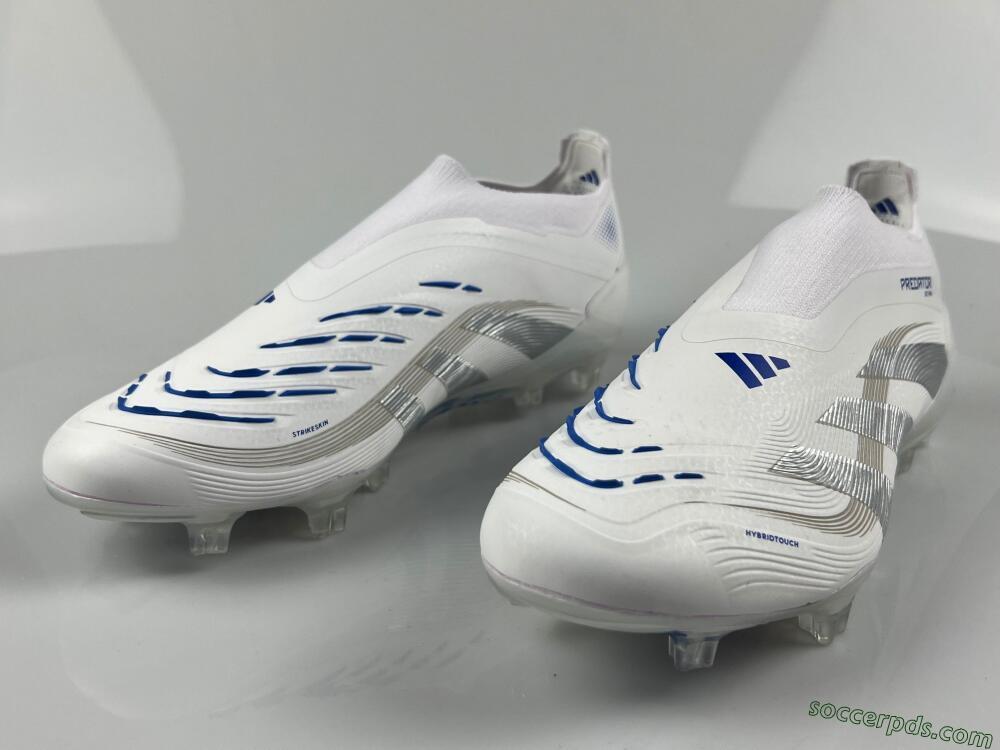 Adidas Predator Laceless Elite 25 FG Low-Tops Football Boots - White/Blue/Silver