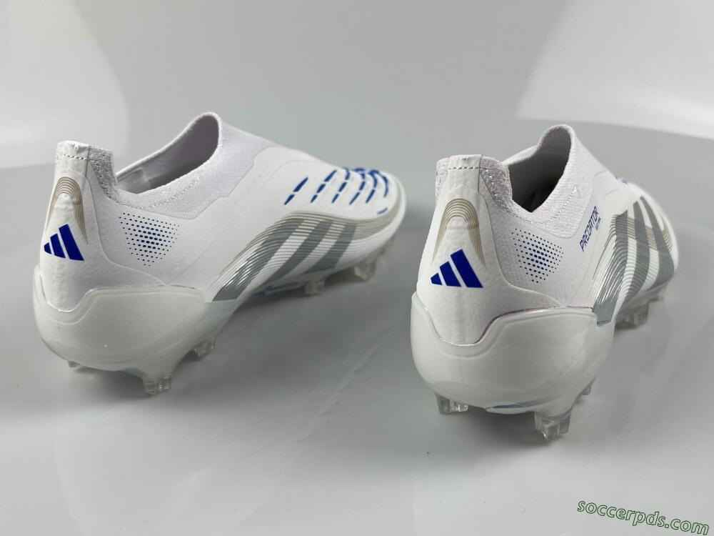 Adidas Predator Laceless Elite 25 FG Low-Tops Football Boots - White/Blue/Silver
