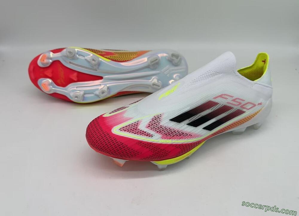 Adidas F50+ Elite Lightstrike Pro Laceless FG Low-Tops Football Boots - White/Red/Yellow