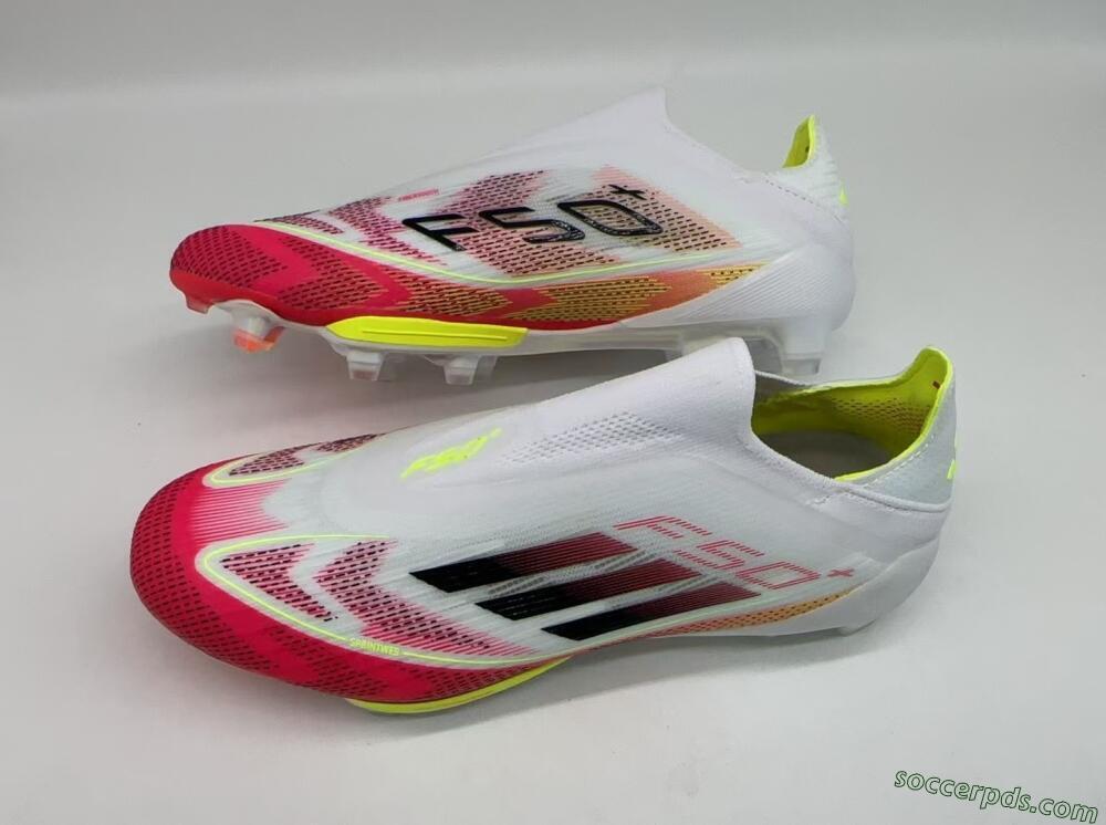 Adidas F50+ Elite Lightstrike Pro Laceless FG Low-Tops Football Boots - White/Red/Yellow