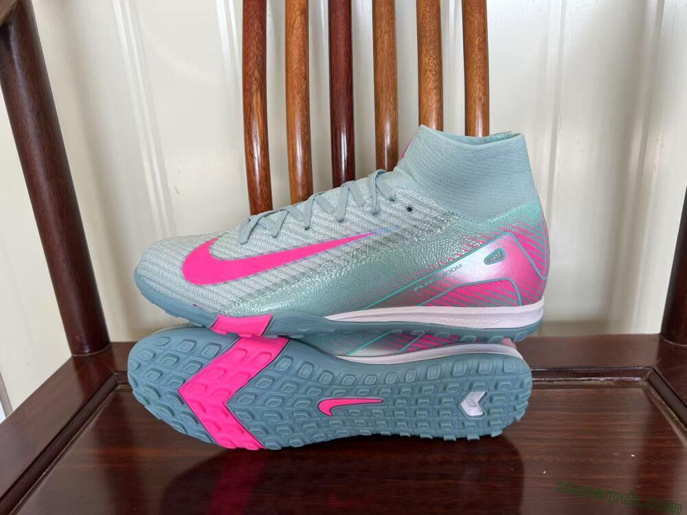 Nike Air Zoom Mercurial Superfly 10 Elite TF High-Tops Football Shoes - Jade/Pink/White