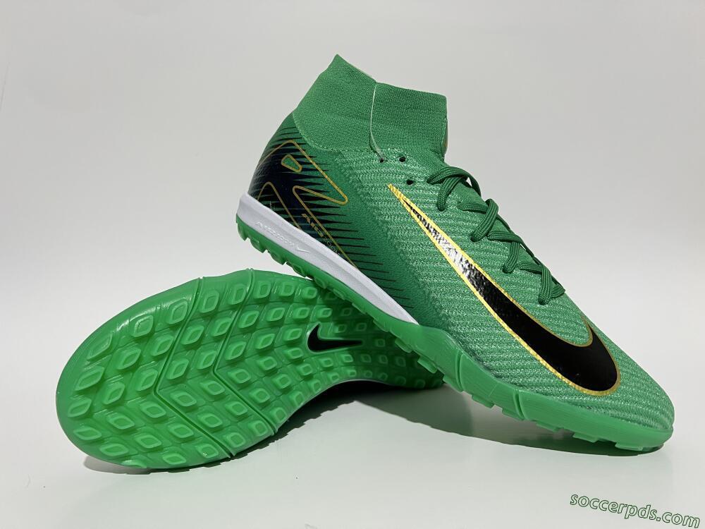 Nike Air Zoom Mercurial Superfly 10 Elite TF High-Tops Football Shoes - Green/Gold/White