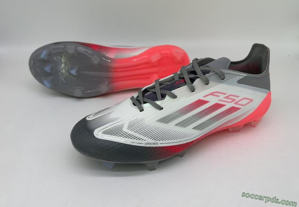 Adidas F50 Elite FG Low-Tops Football Boots - White/Silver/Red/Black