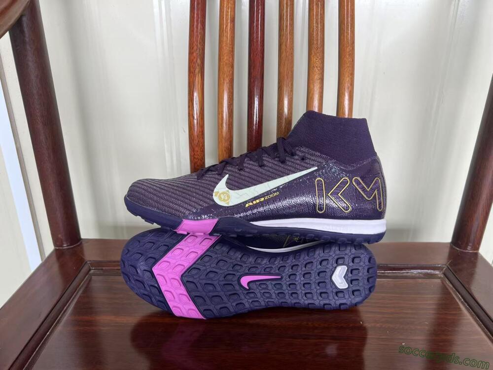 Nike Air Zoom Mercurial Superfly 10 Elite TF High-Tops Football Shoes - Purple/White/Gold