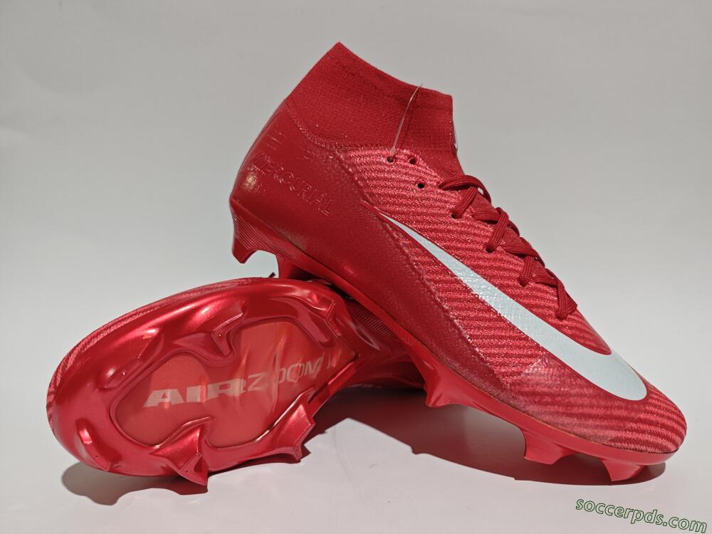 Nike Air Zoom Mercurial Superfly 10 Elite FG High-Tops Football Boots - Red/White