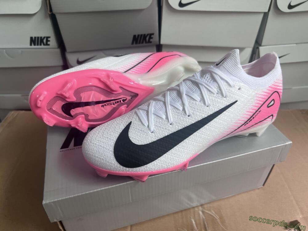 Nike Air Zoom Mercurial Vapor 16 Elite FG Low-Tops Football Boots - White/Black/Pink