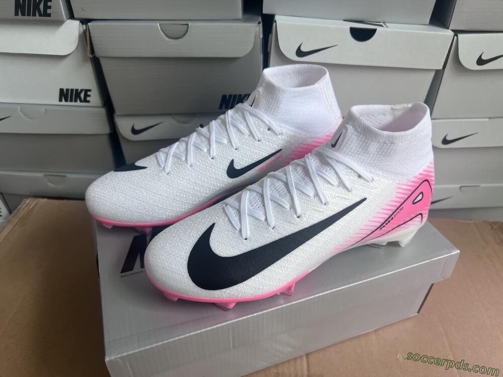 Nike Air Zoom Mercurial Superfly 10 Elite FG High-Tops Football Boots - White/Black/Pink