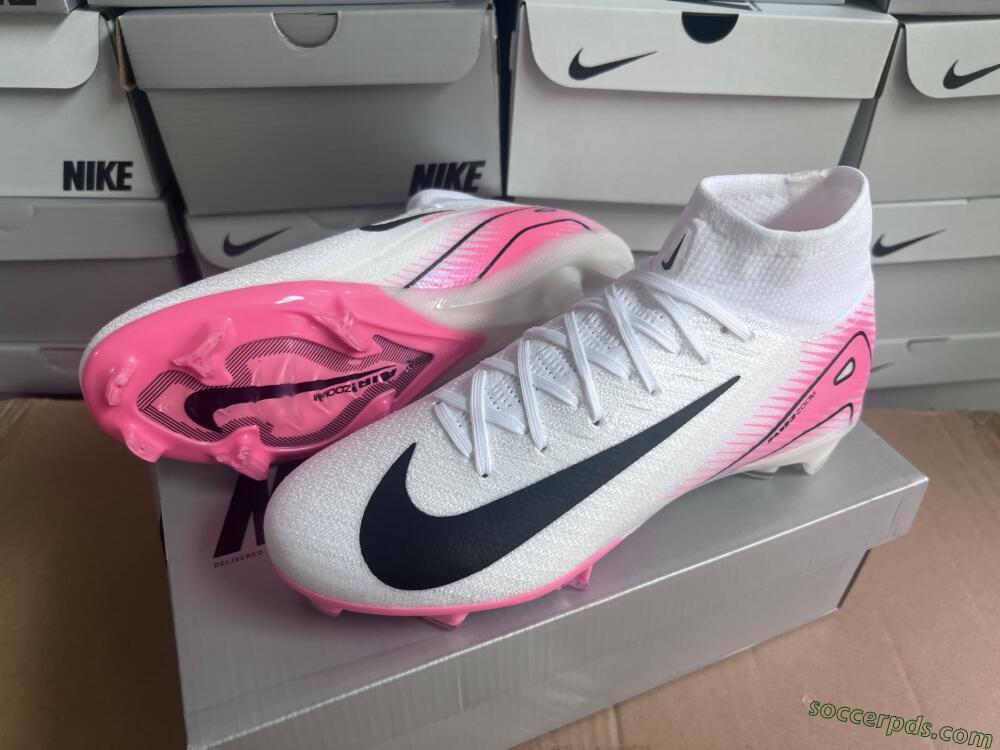 Nike Air Zoom Mercurial Superfly 10 Elite FG High-Tops Football Boots - White/Black/Pink