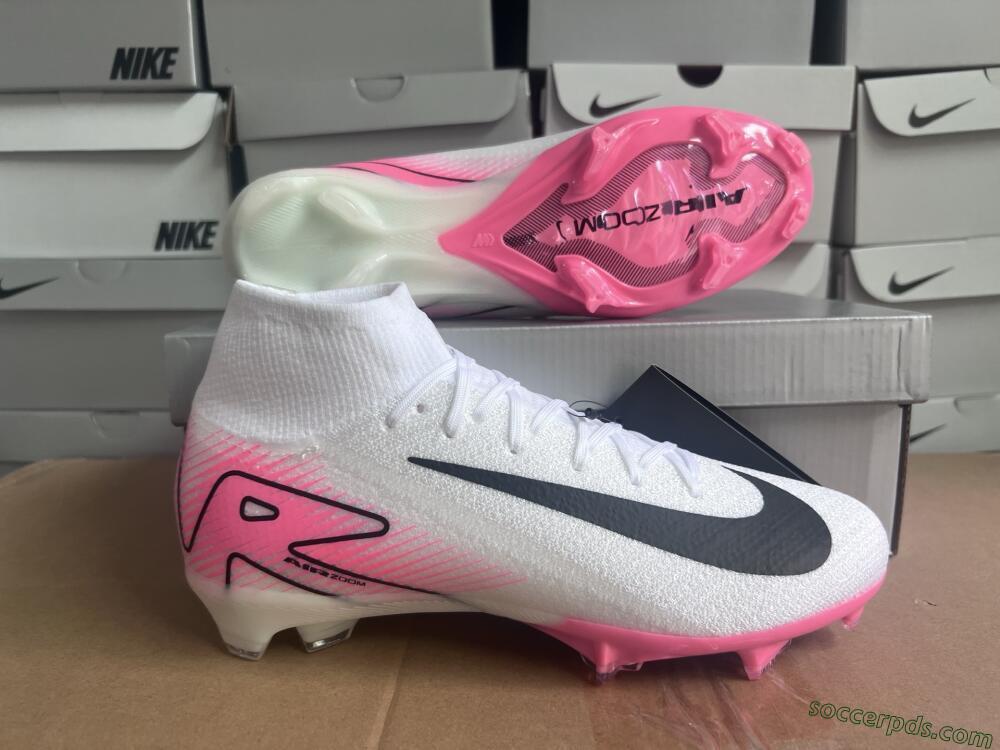 Nike Air Zoom Mercurial Superfly 10 Elite FG High-Tops Football Boots - White/Black/Pink