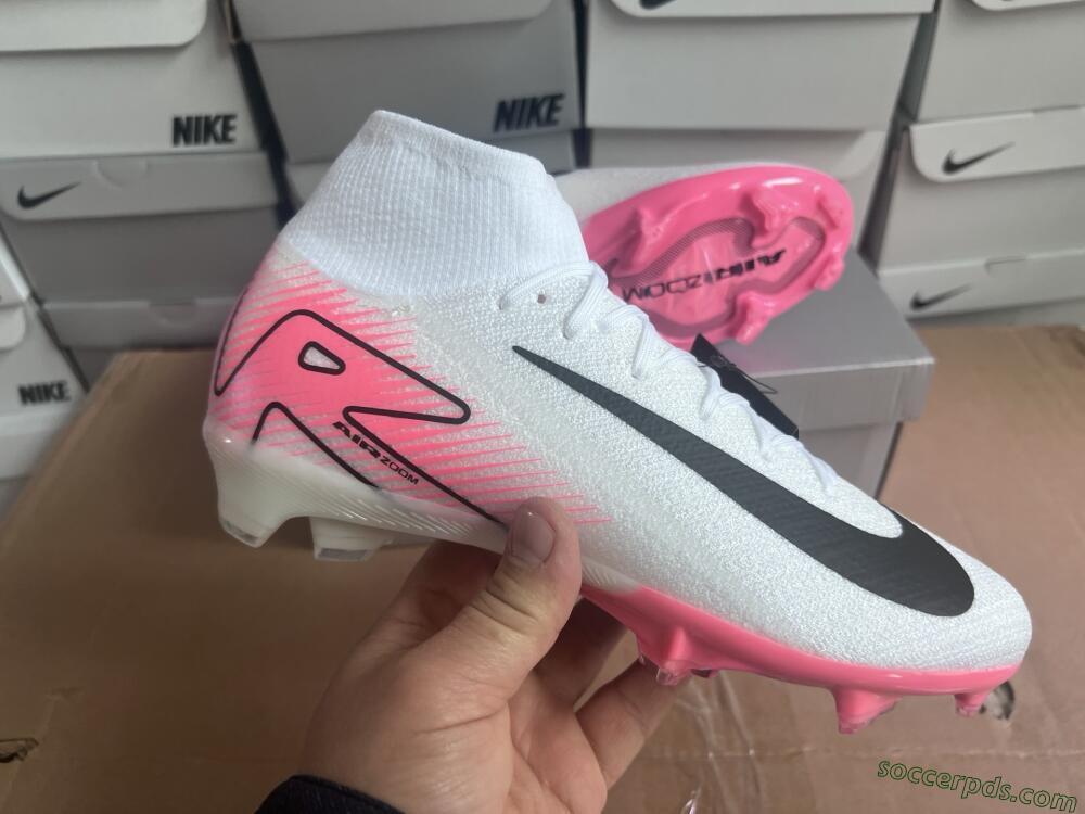 Nike Air Zoom Mercurial Superfly 10 Elite FG High-Tops Football Boots - White/Black/Pink