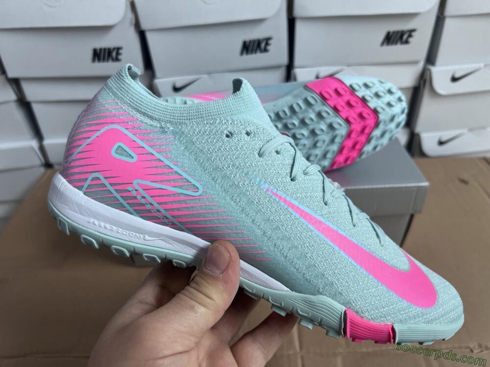 Nike Air Zoom Mercurial Vapor 16 Elite TF Low-Tops Football Shoes - Jade/Pink/Silver