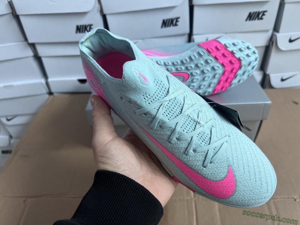 Nike Air Zoom Mercurial Vapor 16 Elite TF Low-Tops Football Shoes - Jade/Pink/Silver