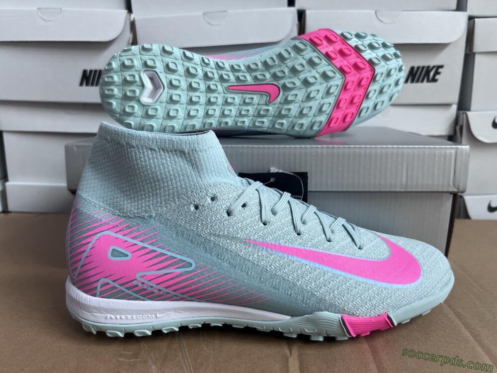Nike Air Zoom Mercurial Superfly 10 Elite TF High-Tops Football Shoes - Jade/Pink/White