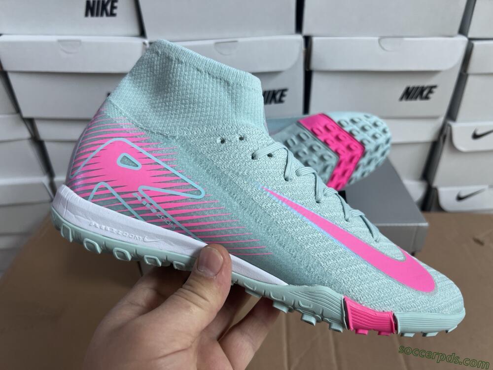Nike Air Zoom Mercurial Superfly 10 Elite TF High-Tops Football Shoes - Jade/Pink/White