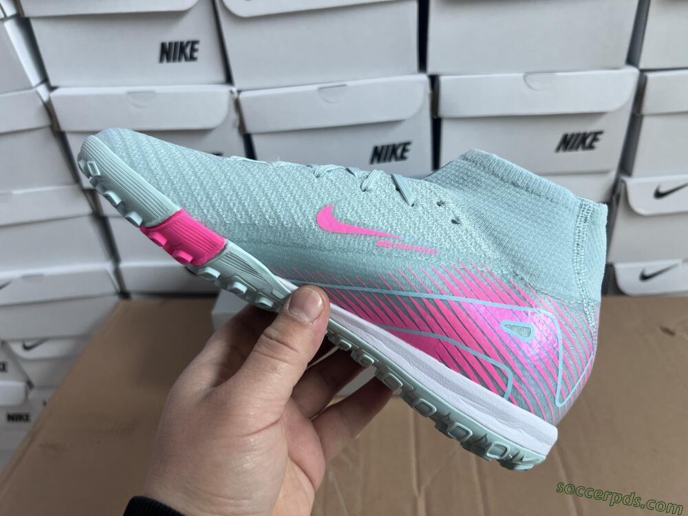 Nike Air Zoom Mercurial Superfly 10 Elite TF High-Tops Football Shoes - Jade/Pink/White
