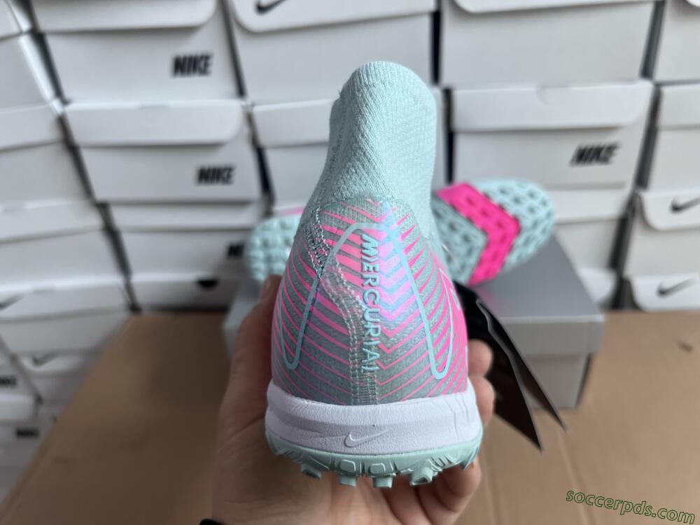 Nike Air Zoom Mercurial Superfly 10 Elite TF High-Tops Football Shoes - Jade/Pink/White