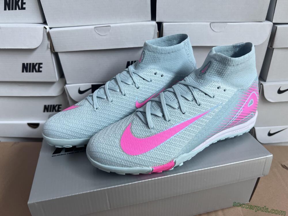 Nike Air Zoom Mercurial Superfly 10 Elite TF High-Tops Football Shoes - Jade/Pink/White