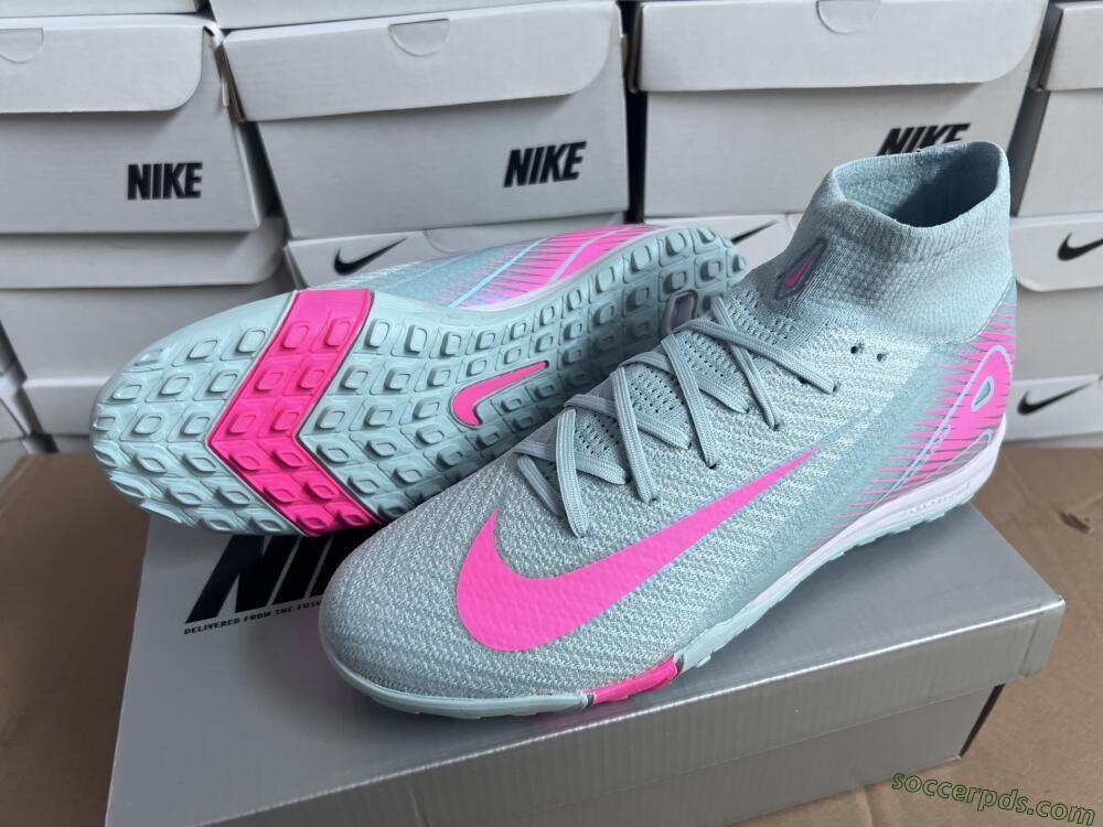 Nike Air Zoom Mercurial Superfly 10 Elite TF High-Tops Football Shoes - Jade/Pink/White