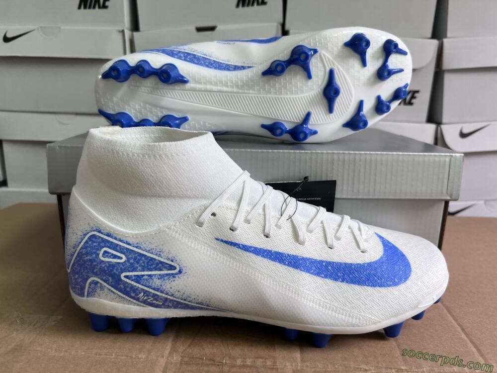 Nike Air Zoom Mercurial Superfly 10 Elite AG High-Tops Football Boots - Beige/White/Blue