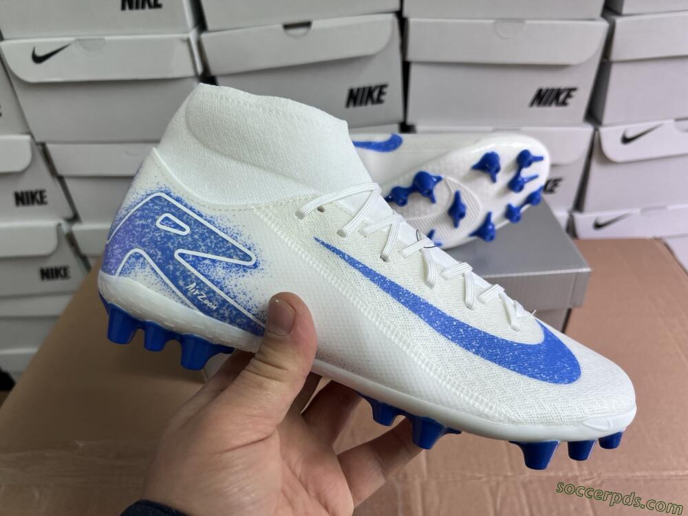 Nike Air Zoom Mercurial Superfly 10 Elite AG High-Tops Football Boots - Beige/White/Blue