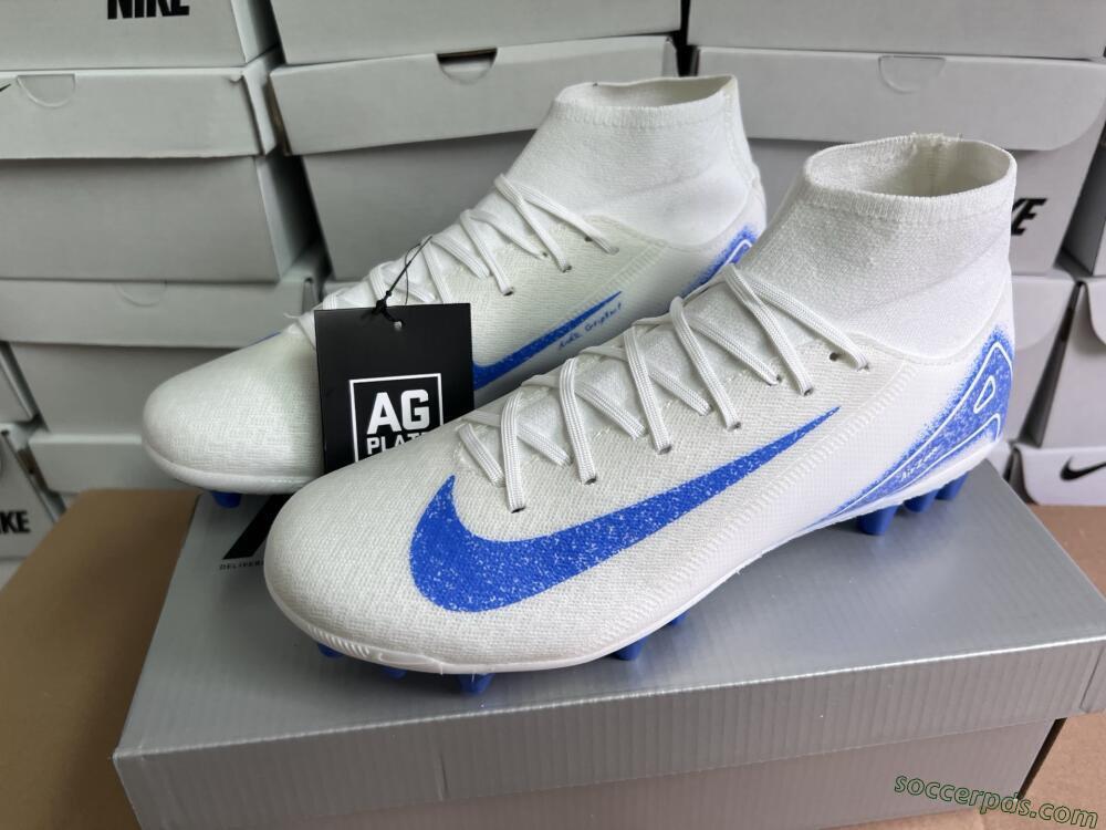 Nike Air Zoom Mercurial Superfly 10 Elite AG High-Tops Football Boots - Beige/White/Blue
