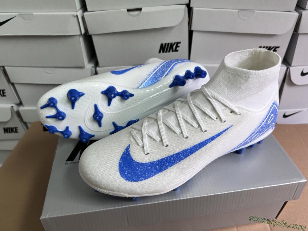 Nike Air Zoom Mercurial Superfly 10 Elite AG High-Tops Football Boots - Beige/White/Blue