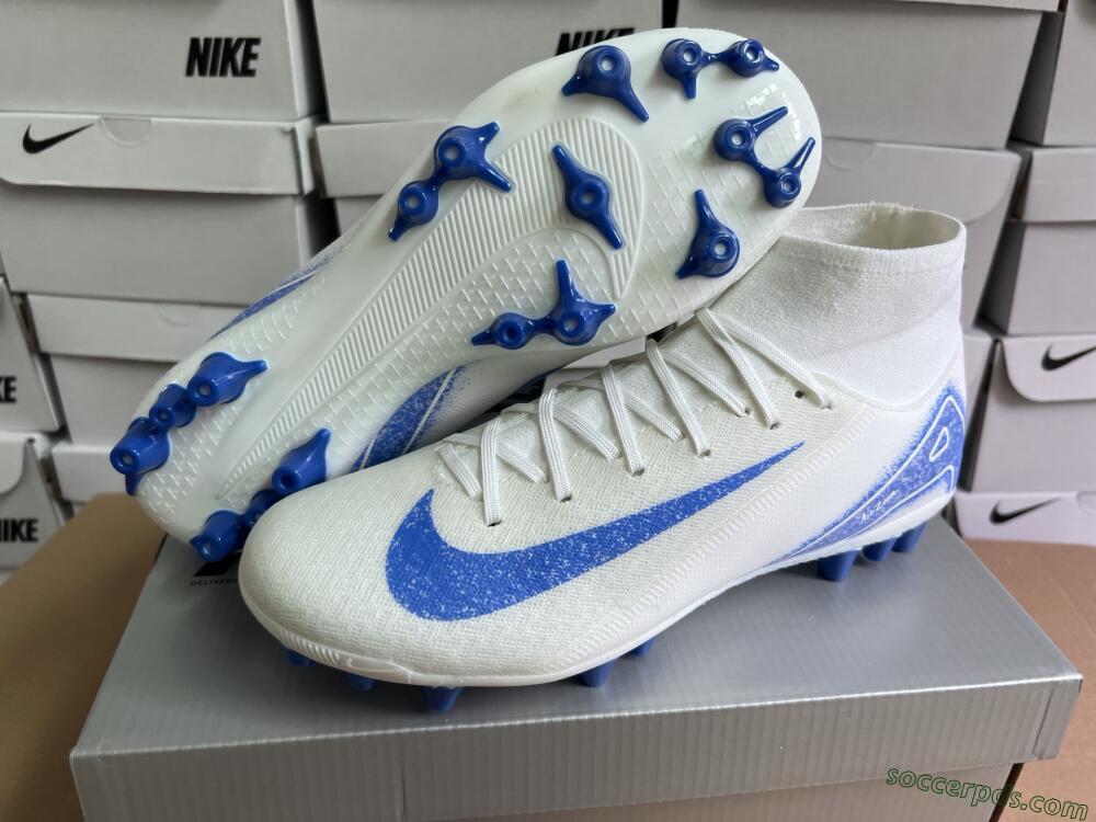 Nike Air Zoom Mercurial Superfly 10 Elite AG High-Tops Football Boots - Beige/White/Blue