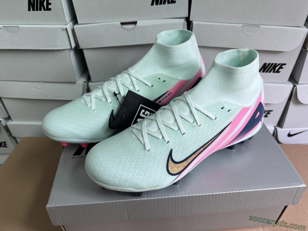 Nike Air Zoom Mercurial Superfly 10 Elite AG High-Tops Football Boots - Jade/Gold/Pink
