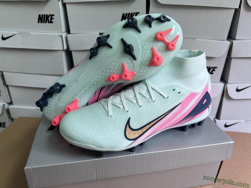 Nike Air Zoom Mercurial Superfly 10 Elite AG High-Tops Football Boots - Jade/Gold/Pink