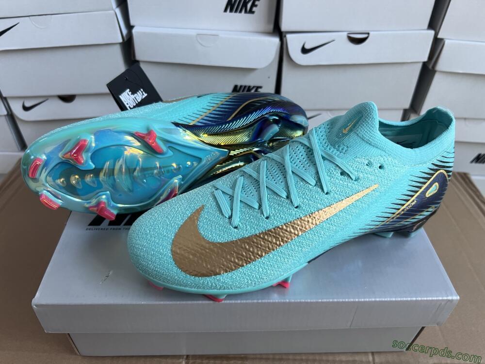 Nike Air Zoom Mercurial Vapor 16 Elite FG Low-Tops Football Boots - Jade/Gold/Blue