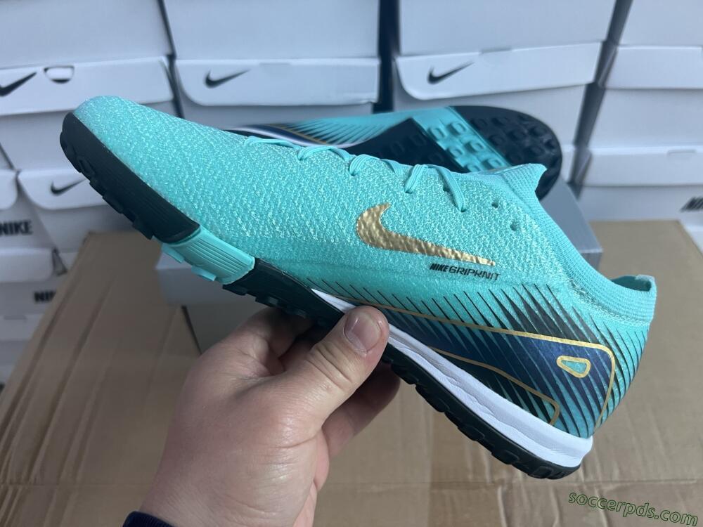 Nike Air Zoom Mercurial Vapor 16 Elite TF Low-Tops Football Shoes - Jade/Gold/Blue