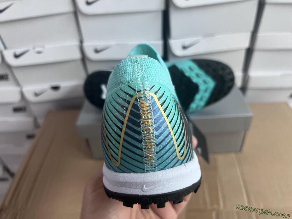 Nike Air Zoom Mercurial Vapor 16 Elite TF Low-Tops Football Shoes - Jade/Gold/Blue
