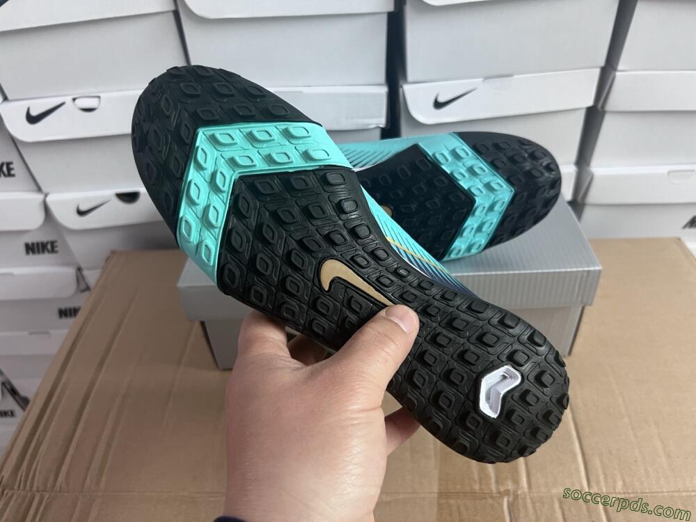 Nike Air Zoom Mercurial Vapor 16 Elite TF Low-Tops Football Shoes - Jade/Gold/Blue