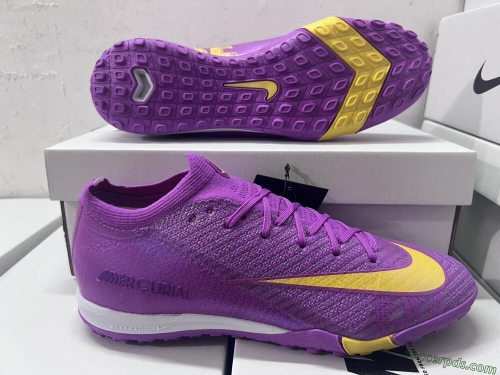 Nike Air Zoom Mercurial Vapor 16 Elite TF Low-Tops Football Shoes - Purple/Yellow/White