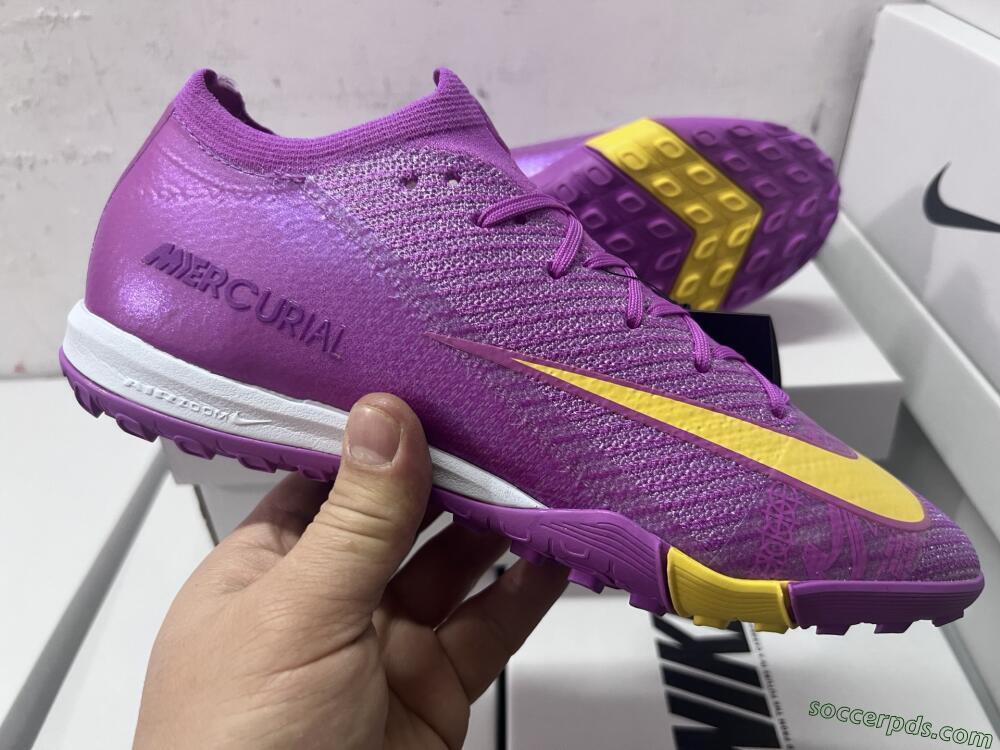 Nike Air Zoom Mercurial Vapor 16 Elite TF Low-Tops Football Shoes - Purple/Yellow/White