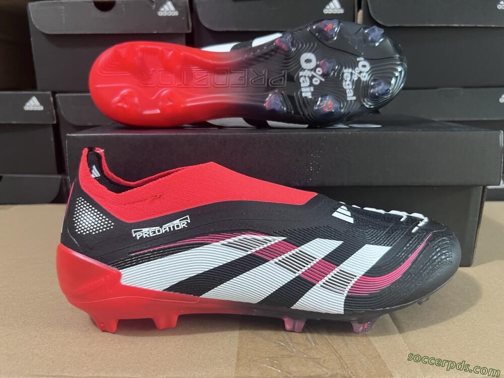 Adidas Predator Laceless Elite 25 FG Low-Tops Football Boots - Black/White/Red