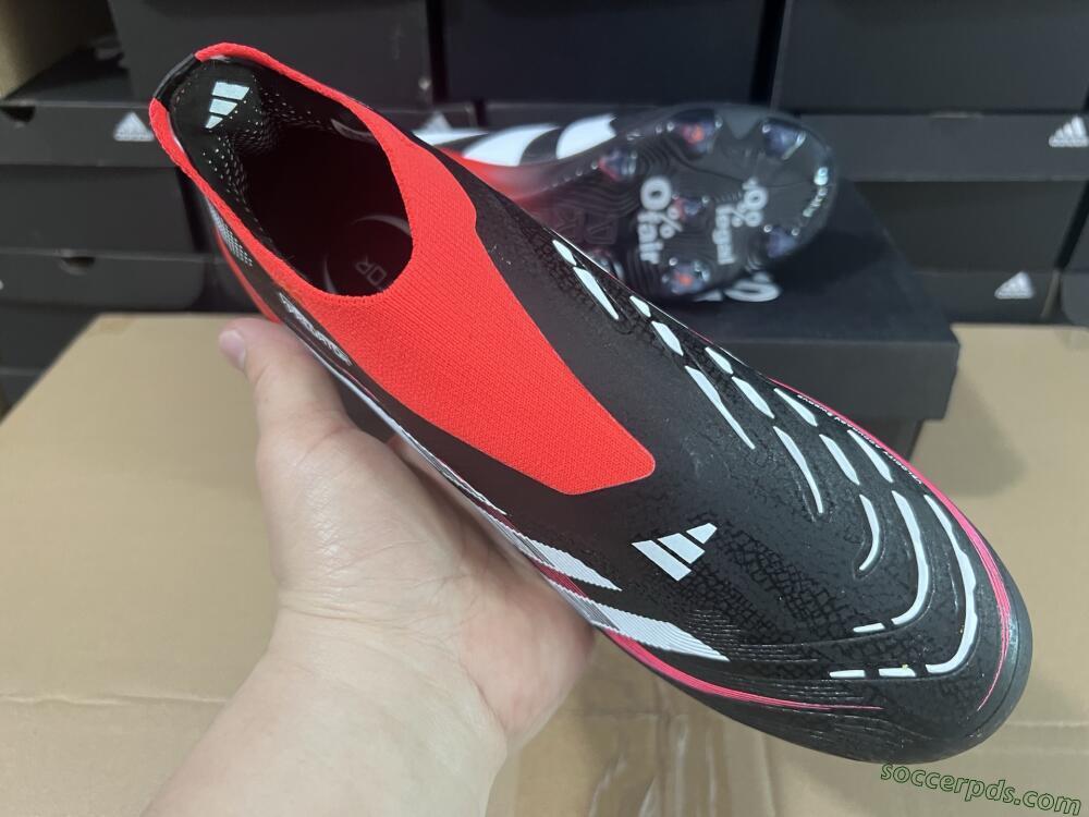 Adidas Predator Laceless Elite 25 FG Low-Tops Football Boots - Black/White/Red
