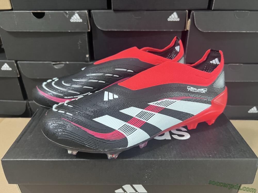 Adidas Predator Laceless Elite 25 FG Low-Tops Football Boots - Black/White/Red