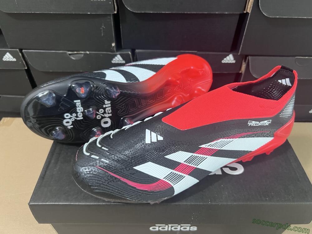 Adidas Predator Laceless Elite 25 FG Low-Tops Football Boots - Black/White/Red