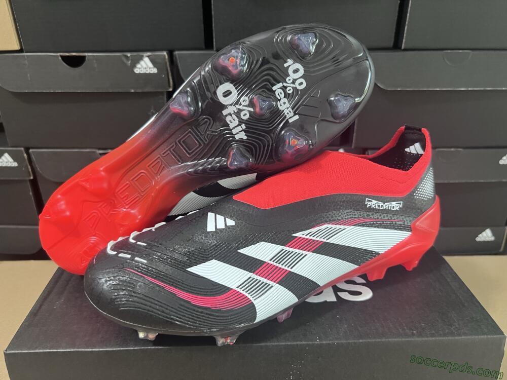 Adidas Predator Laceless Elite 25 FG Low-Tops Football Boots - Black/White/Red