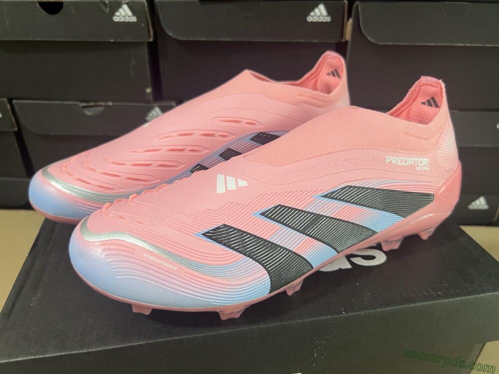Adidas Predator Laceless Elite 25 FG Low-Tops Football Boots - Pink/Blue/Black