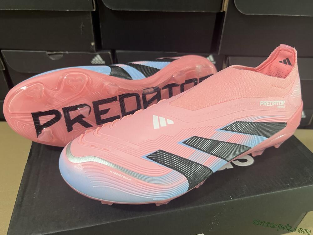 Adidas Predator Laceless Elite 25 FG Low-Tops Football Boots - Pink/Blue/Black