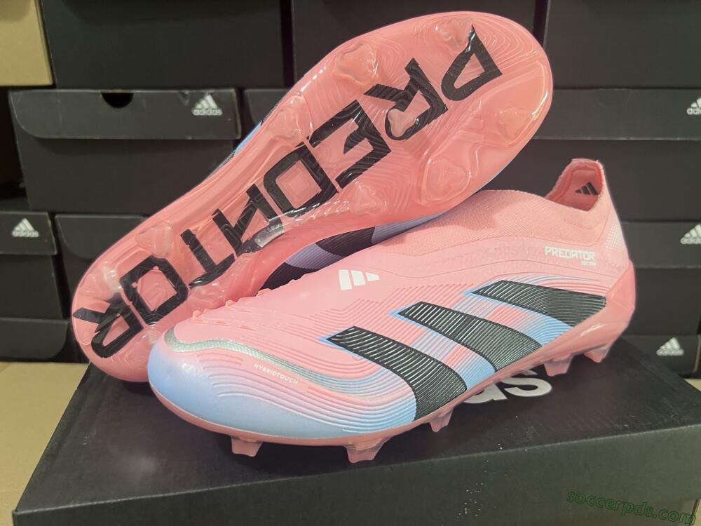 Adidas Predator Laceless Elite 25 FG Low-Tops Football Boots - Pink/Blue/Black