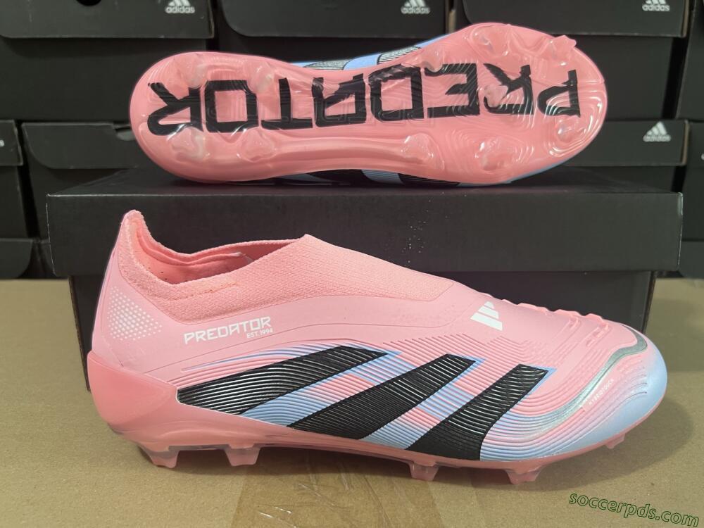 Adidas Predator Laceless Elite 25 FG Low-Tops Football Boots - Pink/Blue/Black