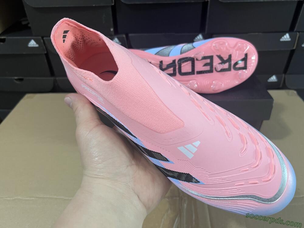 Adidas Predator Laceless Elite 25 FG Low-Tops Football Boots - Pink/Blue/Black