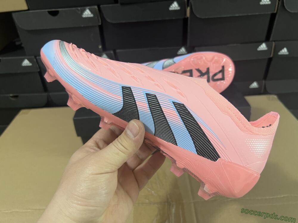 Adidas Predator Laceless Elite 25 FG Low-Tops Football Boots - Pink/Blue/Black