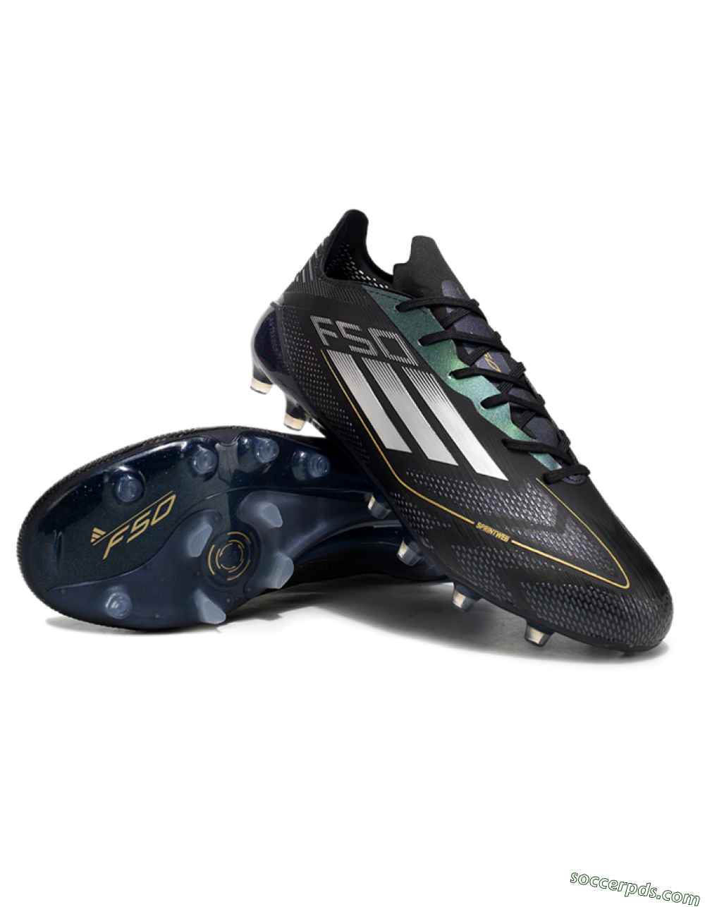 Adidas F50 Elite AG Low-Tops Football Boots - Black/Silver/Gold 3