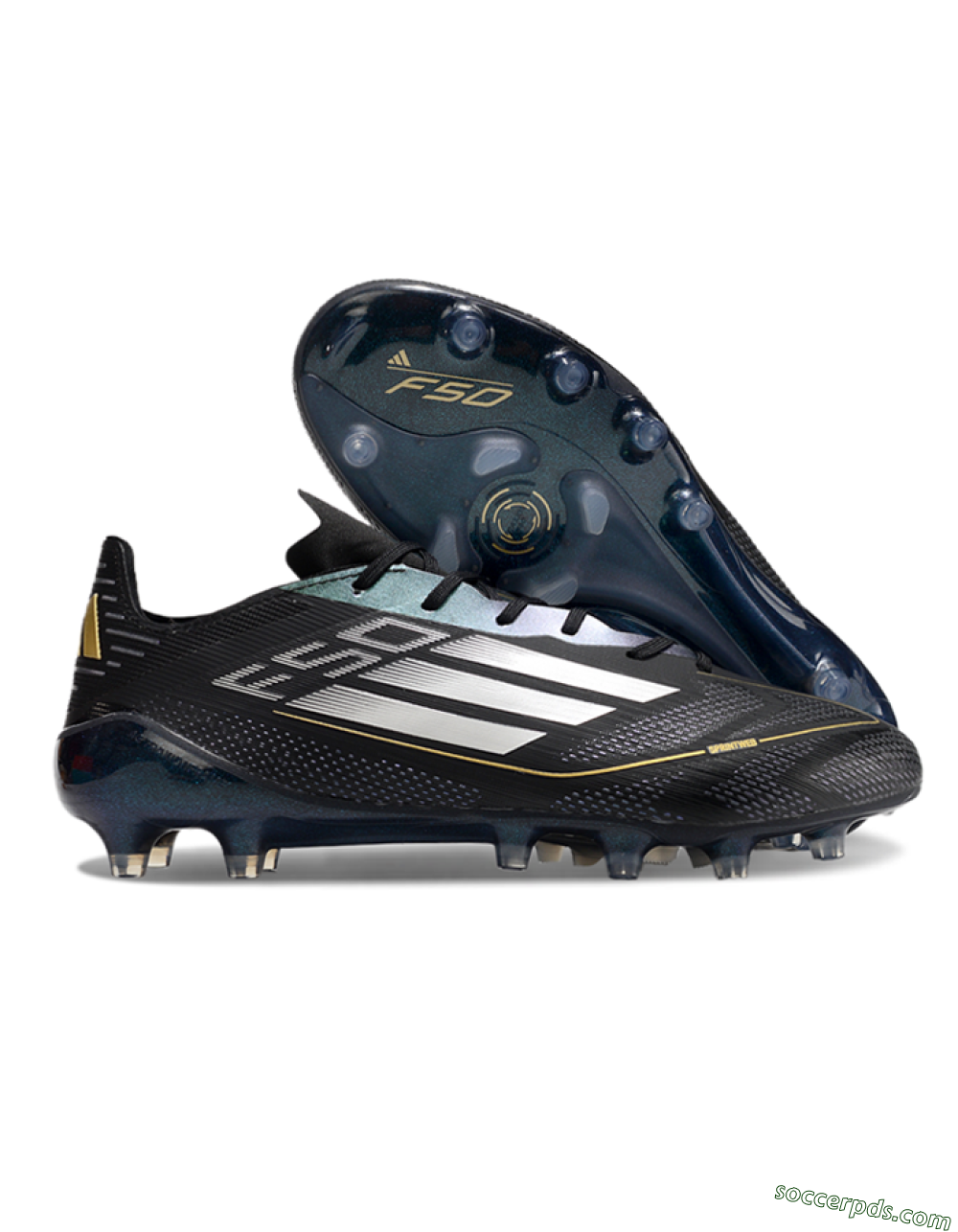 Adidas F50 Elite AG Low-Tops Football Boots - Black/Silver/Gold 1