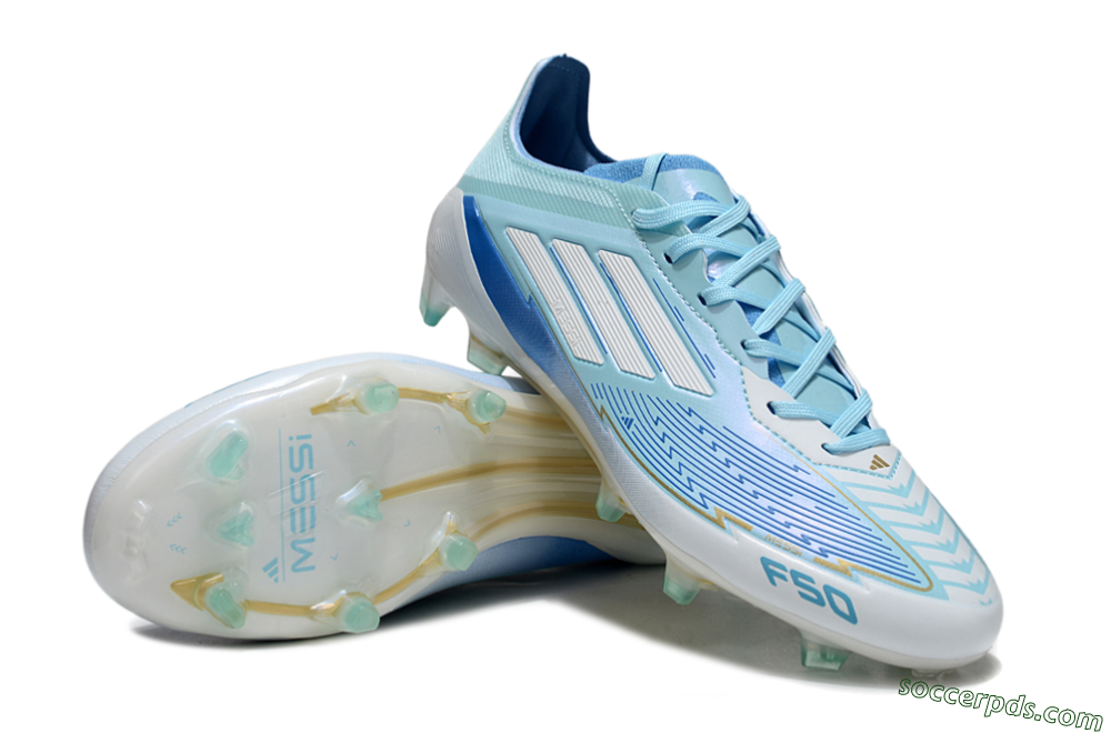 Messi x Adidas F50 Elite FG Low-Tops Football Boots - Blue/Jade/White 3