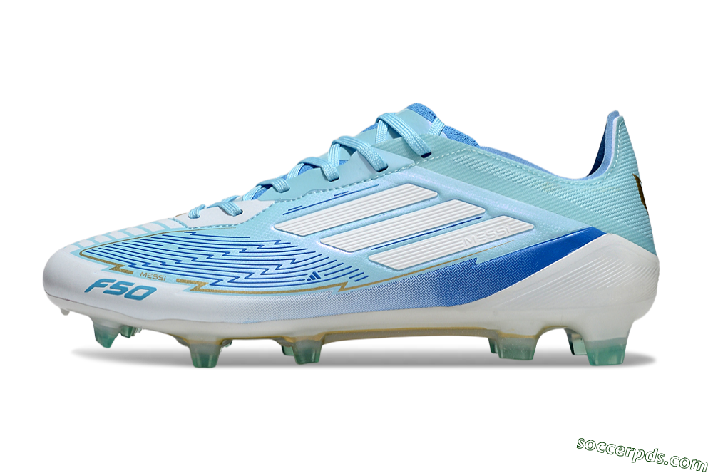 Messi x Adidas F50 Elite FG Low-Tops Football Boots - Blue/Jade/White 2